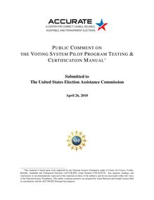 ACCURATE Public Comment on the Voluntary Voting System Guidelines (VVSG), Version 1.1