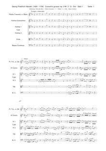 Partition complète, Concerto Grosso en B-flat major, HWV 314, G major