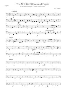 Partition basson, 15 Short Trios, 15 Petits Trios pour 2 Violons et Violoncelle par Johann Baptist Vanhal