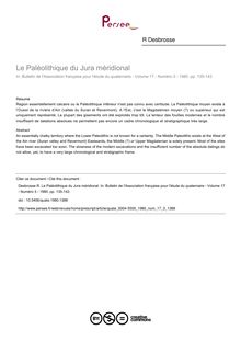 Le Paléolithique du Jura méridional - article ; n°3 ; vol.17, pg 135-142