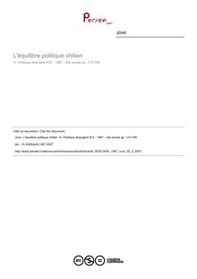 L équilibre politique chilien - article ; n°2 ; vol.32, pg 173-195