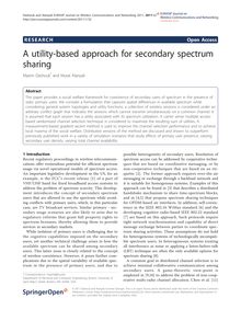 A utility-based approach for secondary spectrum sharing