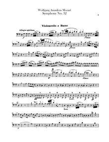 Partition violoncelles / Basses, Symphony No.32, Overture, G major