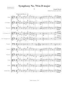 Score, Symphony Hob.I:70, D major, Symphony VII, Haydn, Joseph