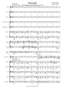 Partition Orchestral score, Serenade, Op.72, Serenade for Violin - or Viola - or Cello - Solo with Orchestra, 72
