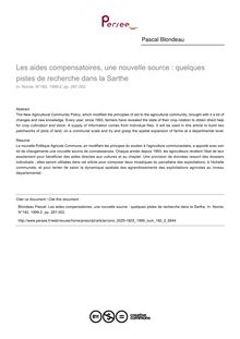 Les aides compensatoires, une nouvelle source : quelques pistes de recherche dans la Sarthe - article ; n°2 ; vol.182, pg 287-302
