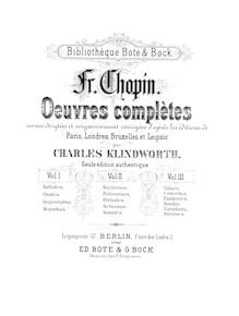 Partition Conplete Score including title pages, Ballade No.1, G minor