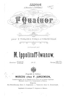Partition complète, corde quatuor No.1, A minor, Ippolitov-Ivanov, Mikhail par Mikhail Ippolitov-Ivanov