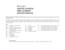 UNITED CHURCH EMPLOYMENT OPPORTUNITIES