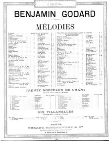 Partition , Le ménétrier (A major), 12 Morceaux pour chant et piano