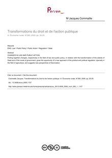 Transformations du droit et de l action publique - article ; n°1 ; vol.260, pg 20-25