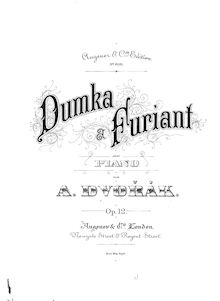Partition complète, Dumka et Furiant, Op.12, Dvořák, Antonín