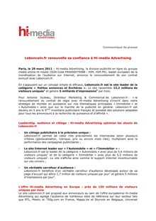 Leboncoin.fr renouvelle sa confiance à Hi-media Advertising
