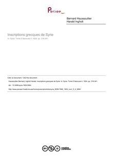 Inscriptions grecques de Syrie - article ; n°4 ; vol.5, pg 316-341