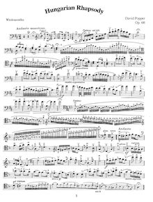 Partition de violoncelle, Hungarian Rhapsody, Op.68, Ungarische Rhapsodie