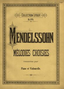 Partition couverture couleur, Mélodies Choisies, Mélodies Choisies transcrites pour Piano et Violoncelle
