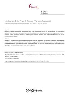 Le dolmen 2 du Frau, à Cazals (Tarn-et-Garonne) - article ; n°1 ; vol.72, pg 382-401