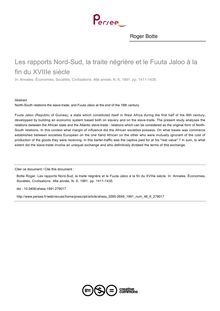 Les rapports Nord-Sud, la traite négrière et le Fuuta Jaloo à la fin du XVIIIe siècle - article ; n°6 ; vol.46, pg 1411-1435
