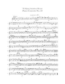 Partition cor 1, 2 (en A, Transposed en F), Piano Concerto No.23