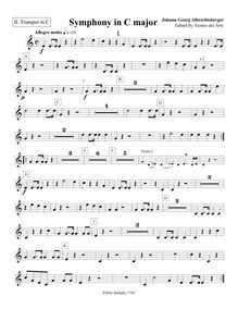 Partition trompette 2 (C), Symphony No.4, C major, Albrechtsberger, Johann Georg