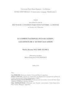 Le Comité national d évaluation : les effets de l autoévaluation, The National Evaluation Committee : the effects of self-evaluation