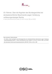 Ch. Rohner, Über die Kognition des Bundesgerichtes bei derstaatsrechtlichen Beschwerde wegen Verletzung verfassungsmàssiger Rechte - note biblio ; n°2 ; vol.36, pg 454-455