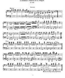Partition complète, Kindermarsch, D.928, Children s March in G Major par Franz Schubert