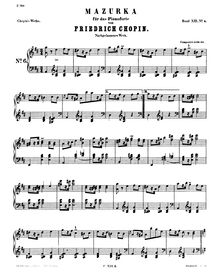Partition complète, Mazurka en D major, Chopin, Frédéric