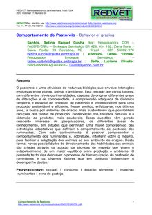 Comportamento de Pastoreio - Behavior of grazing