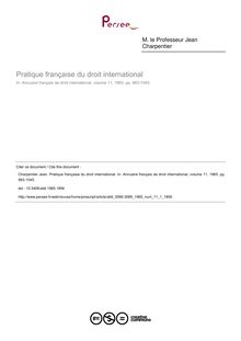Pratique française du droit international - article ; n°1 ; vol.11, pg 983-1045