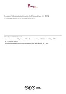 Les comptes prévisionnels de l agriculture en 1982 - article ; n°1 ; vol.150, pg 49-57