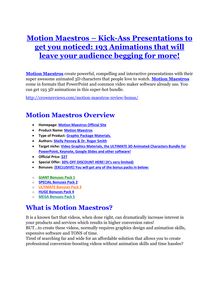 Motion Maestros review & SECRETS bonus of Motion Maestros
