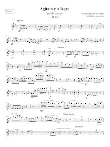 Partition violons I, Agitato et Allegro, E minor, Tchaikovsky, Pyotr