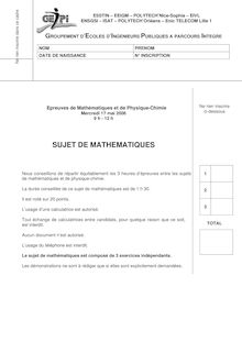 Mathématiques 2006 Concours GEIPI