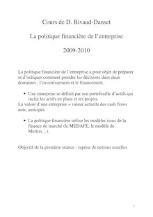 chapitre 1 - Cours de D. Rivaud-Danset La politique financière de ...