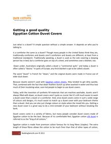 Getting a good quality  Egyptian Cotton Duvet Covers