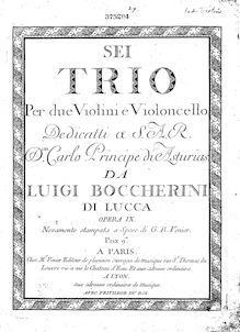 Partition violon 1, Sei trio per due violini, Boccherini, Luigi