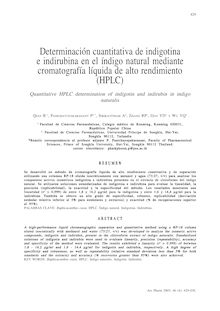 Determinación cuantitativa de indigotina e indirubina en el índigo natural mediante cromatografía líquida de alto rendimiento (HPLC) (Quantitative HPLC determination of indigotin and indirubin in indigo naturalis)