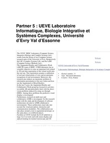 Partner 5   ueve laboratoire informatique, biologie intégrative et
