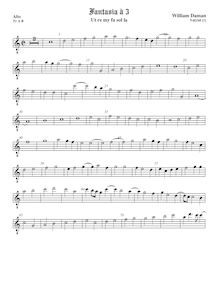 Partition ténor viole de gambe (octave aigu clef), Fantasia pour 3 violes de gambe