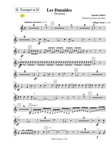 Partition trompette 2 (D), Les Danaïdes, Salieri, Antonio