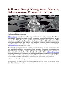 Bellmore Group Management Services, Tokyo Japan on Company Overview