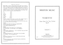 Partition parties complètes, 3 Concertant Duos Op.29, Viotti, Giovanni Battista