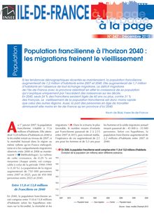 Population francilienne à l horizon 2040 : les migrations freinent le vieillissement