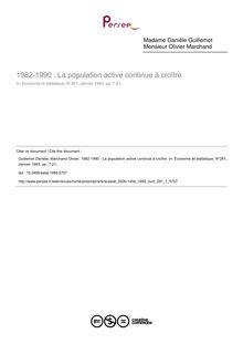 1982-1990 : La population active continue à croître - article ; n°1 ; vol.261, pg 7-21