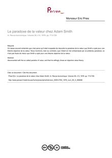 Le paradoxe de la valeur chez Adam Smith - article ; n°4 ; vol.29, pg 713-729