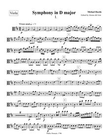 Partition altos, Symphony No.32, MH 420, D major, Haydn, Michael