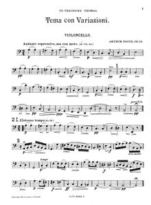 Partition violoncelle, corde quatuor, Op.32, E major, Foote, Arthur