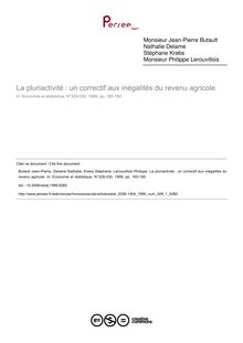 La pluriactivité : un correctif aux inégalités du revenu agricole - article ; n°1 ; vol.329, pg 165-180