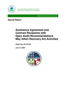 Assistance Agreement and Contract Recipients with Open Audit  Recommendations May Affect Recovery Act